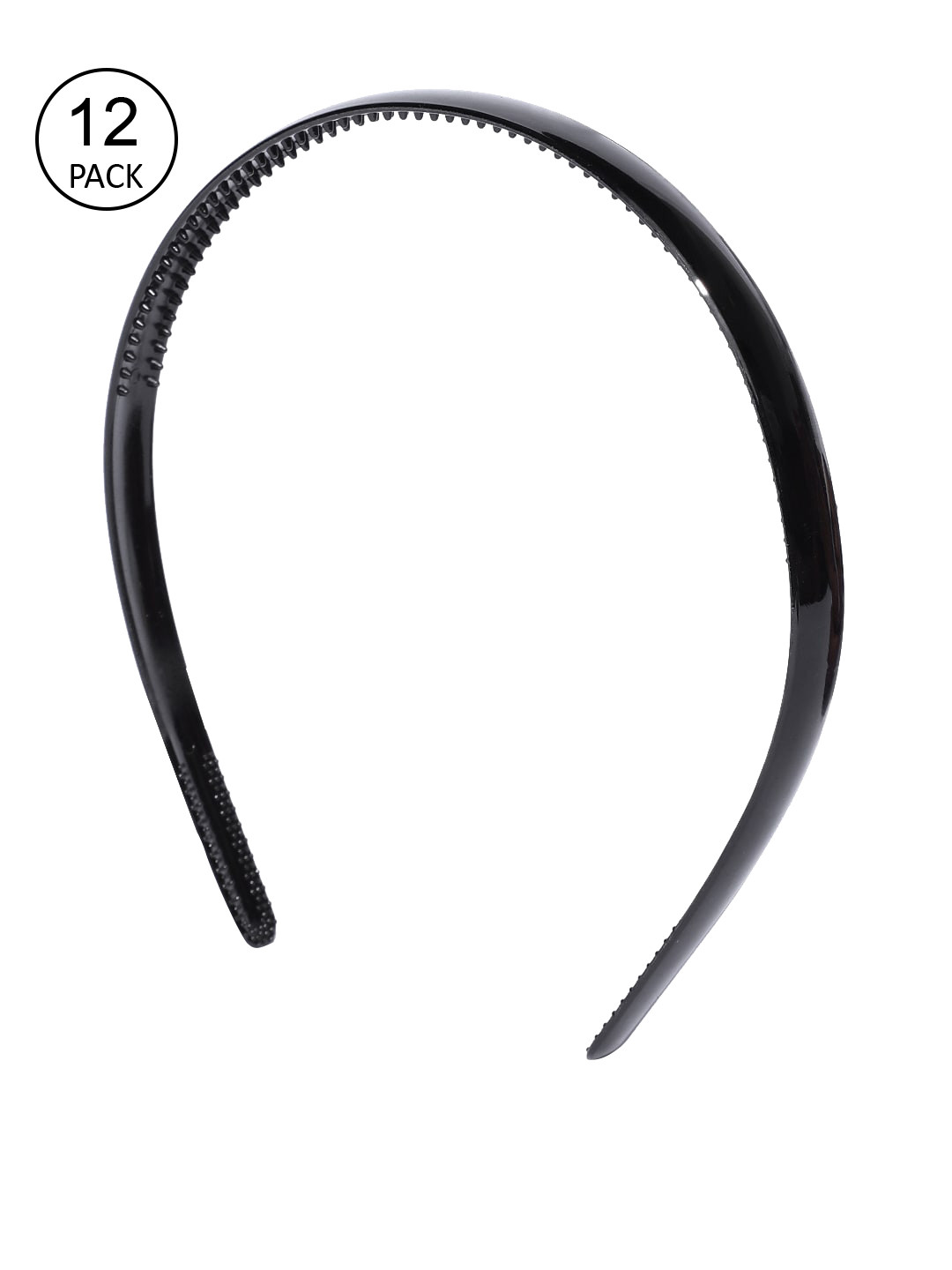 CHRONEX Women Set Of 12 Plastic Black Sleek Hair Bands