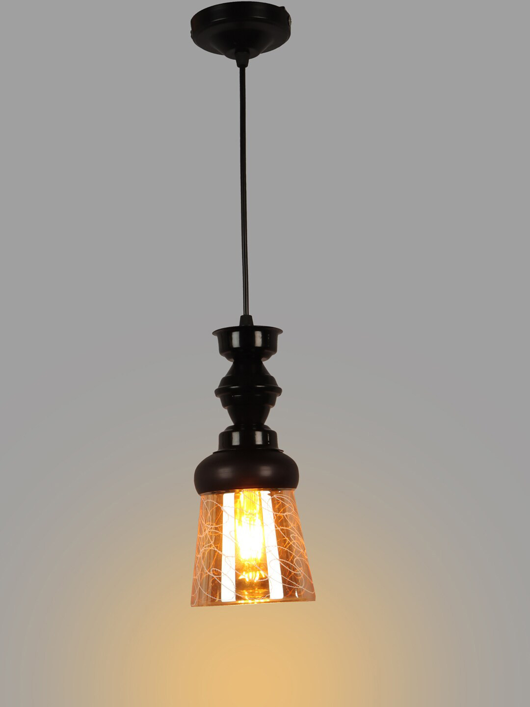 foziq Black & Gold-Toned Printed Contemporary Ceiling Lamp