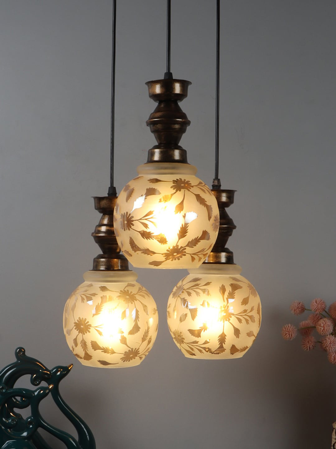 Foziq Gold-Toned Printed Ceiling Lamps