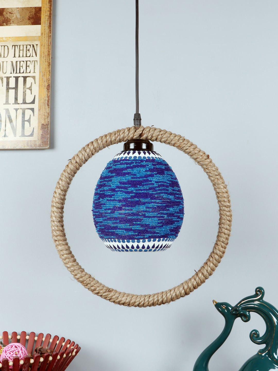 foziq Black & Blue Textured Acrylic Ceiling Lamps