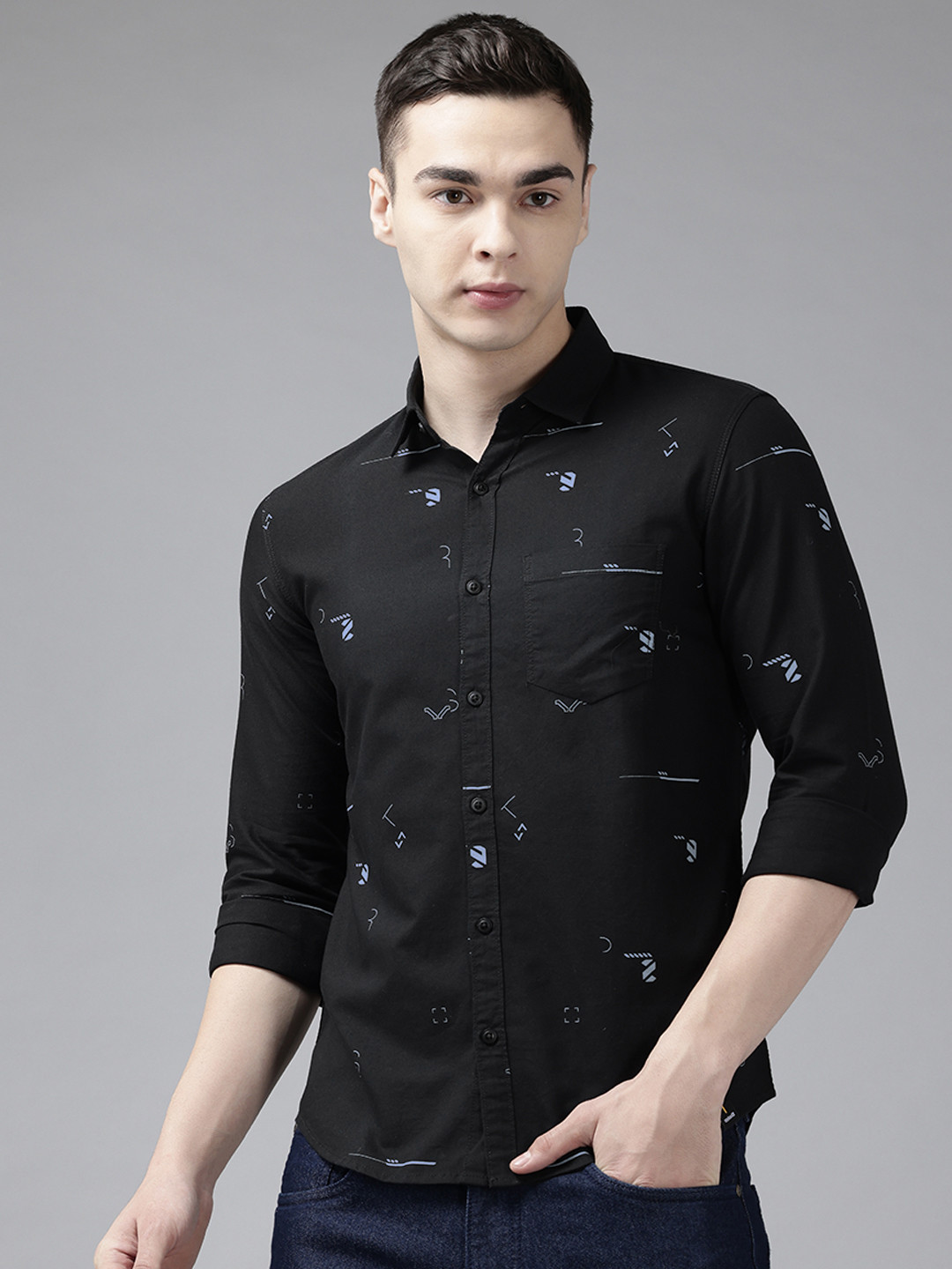 SPYKAR Slim Fit Conversational Print Pure Cotton Casual Shirt