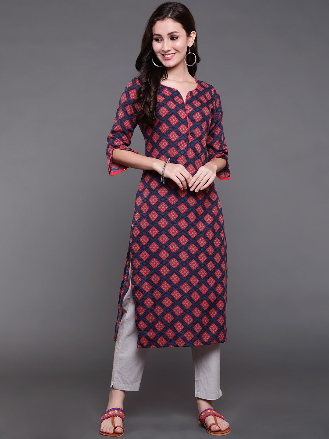antaran Women Purple Ethnic Motifs Printed Kurta