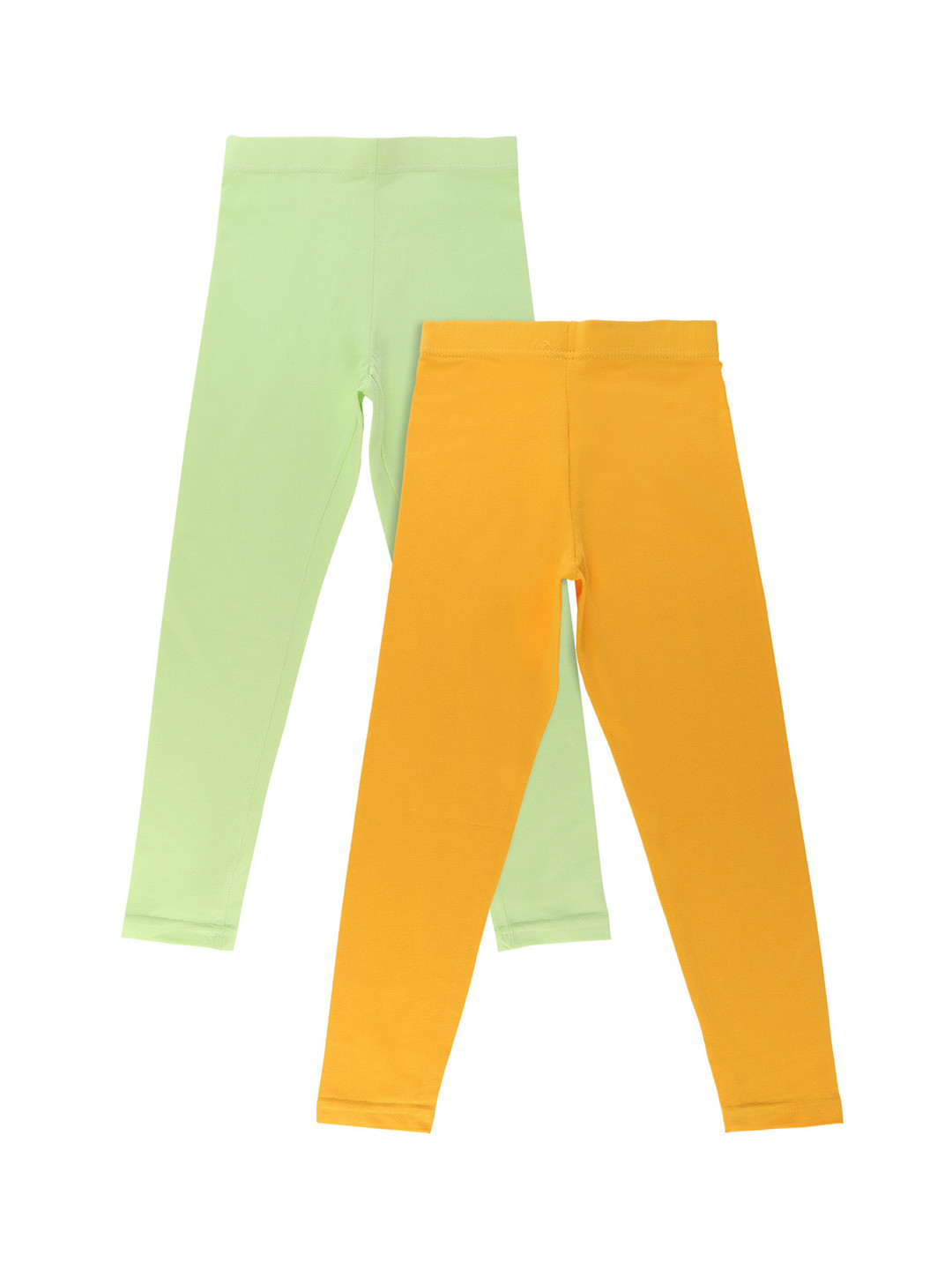 Bodycare Kids Girls Yellow & Lime Green Pack Of 2 Solid Cotton Leggings