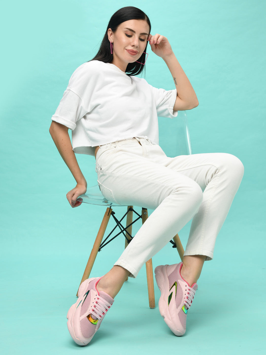 FAUSTO Women Pink Lace-Up Running  Shoes