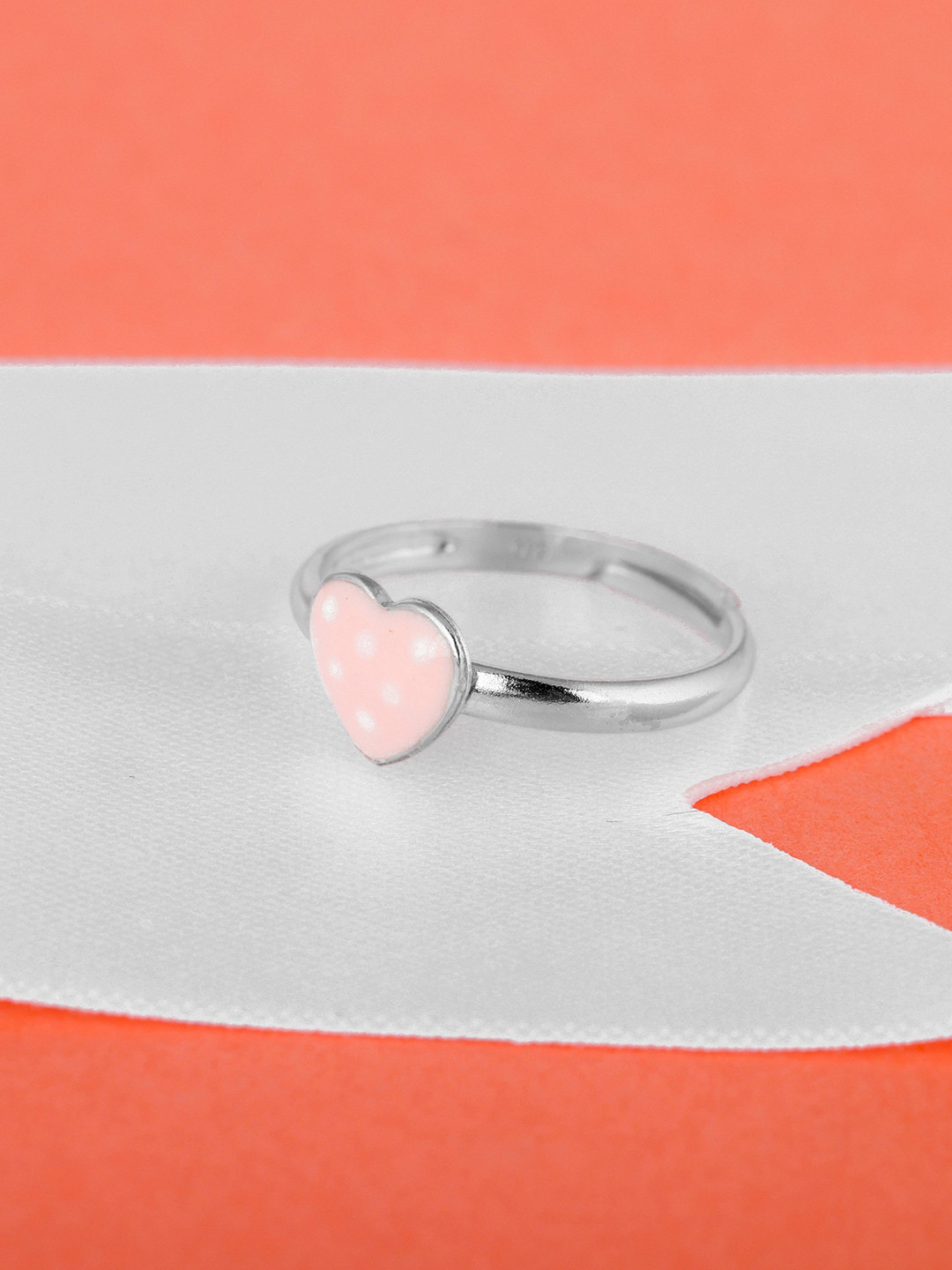 GIVA Girls 925 Sterling Silver-Toned & Pink Rhodium-Plated Finger Ring