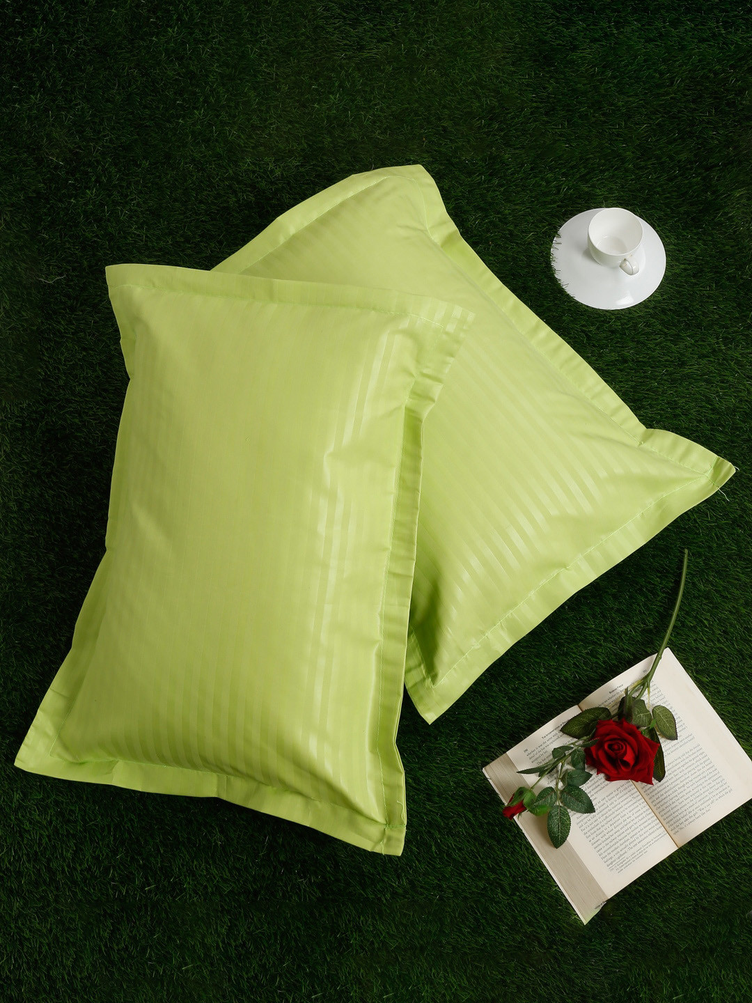 SOKNACK Pack of 2 Striped 280 TC Rectangular Pillow Covers