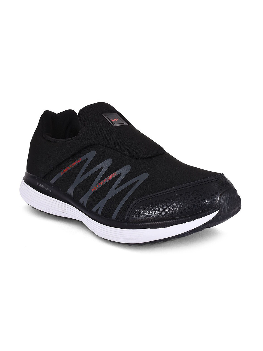 Campus Men Black Mesh Walking Shoes