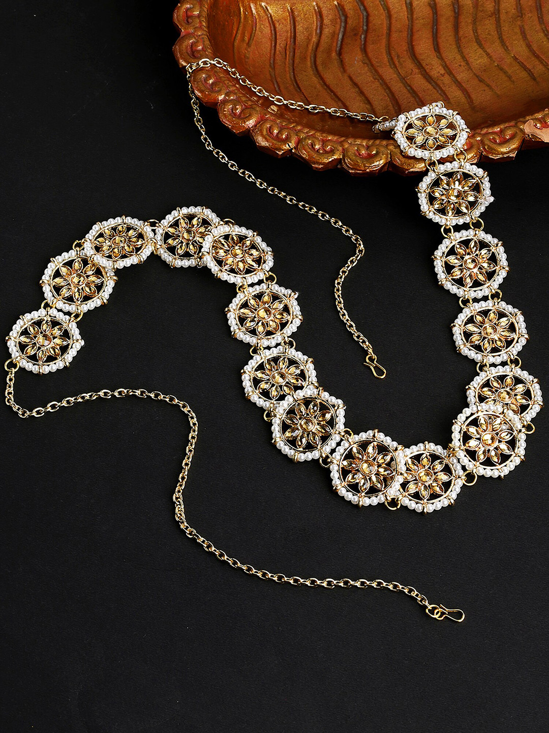KARATCART Gold Plated Kundan Studded Kamarbandh