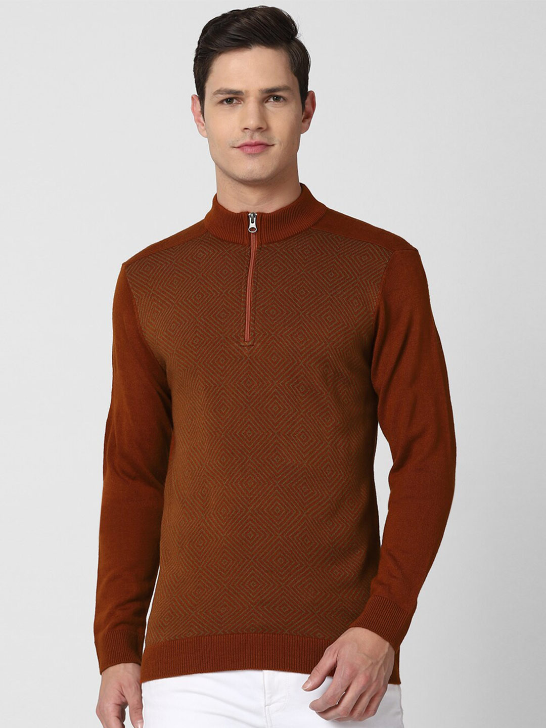 Peter England Casuals Men Brown Long Sleeves Pullover