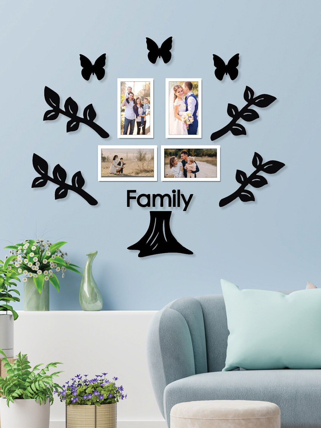 RANDOM Set Of 4 Brown Solid Photo Frames With 8 Plaques