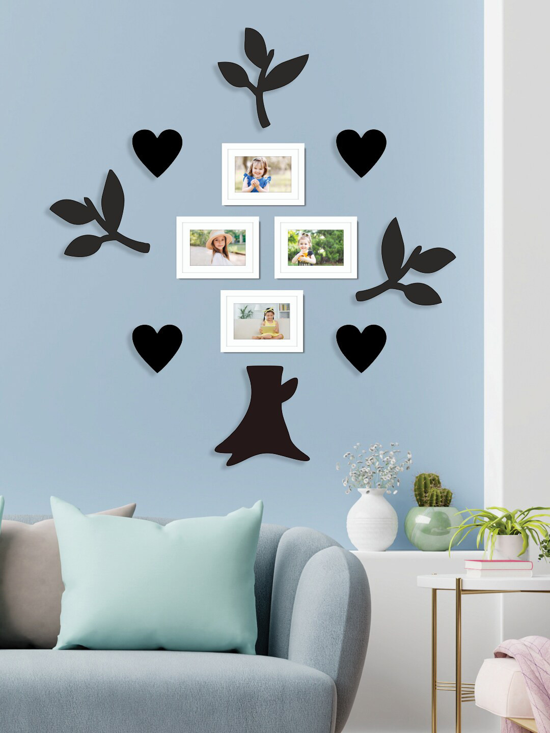 RANDOM Set Of 4 Brown Solid Photo Frames With 6 Plaques