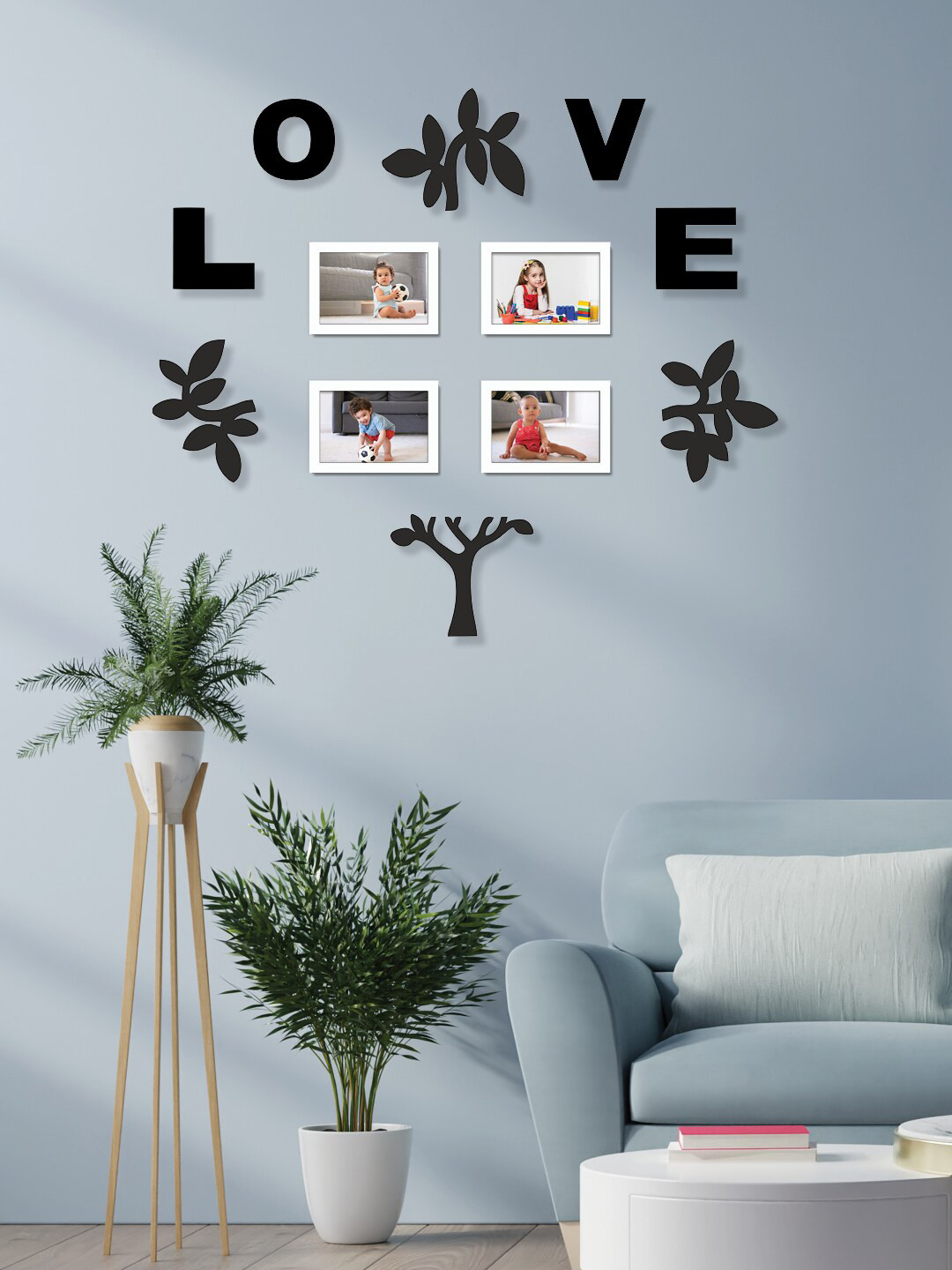 RANDOM Set Of 4 Brown Solid Tree Collage Photo Frames With 6 Plaques