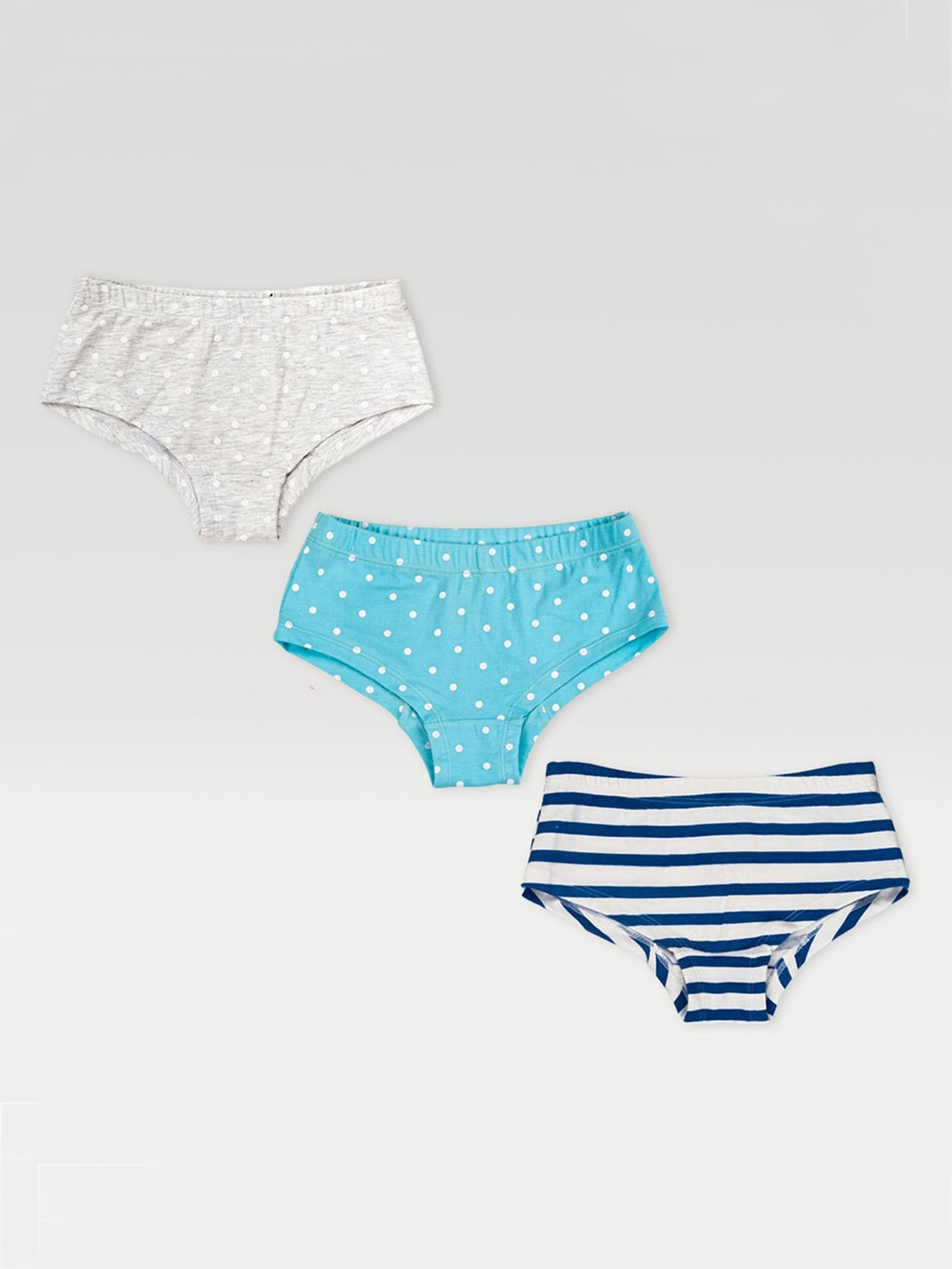 Buy Haus & Kinder Girl's V Shape Briefs Blue, White, Grey Blue (Pack of 3)  online