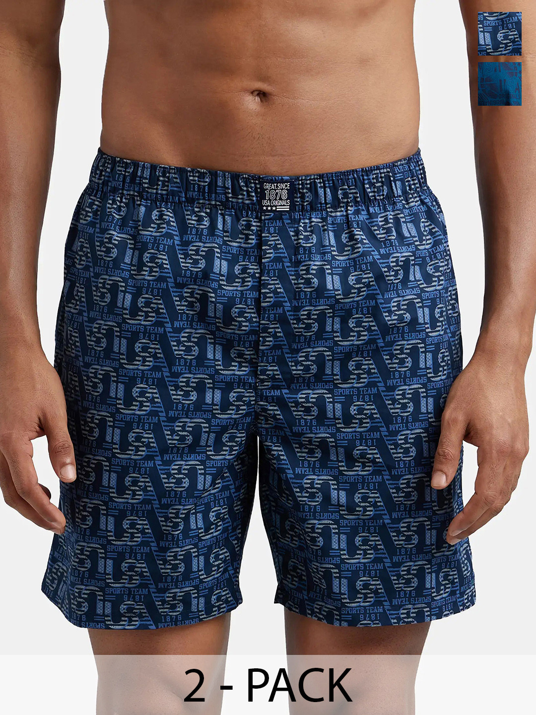 Jockey Pack of 2 Super Combed Mercerized Cotton Woven Boxer Shorts with Side Pockets-US57