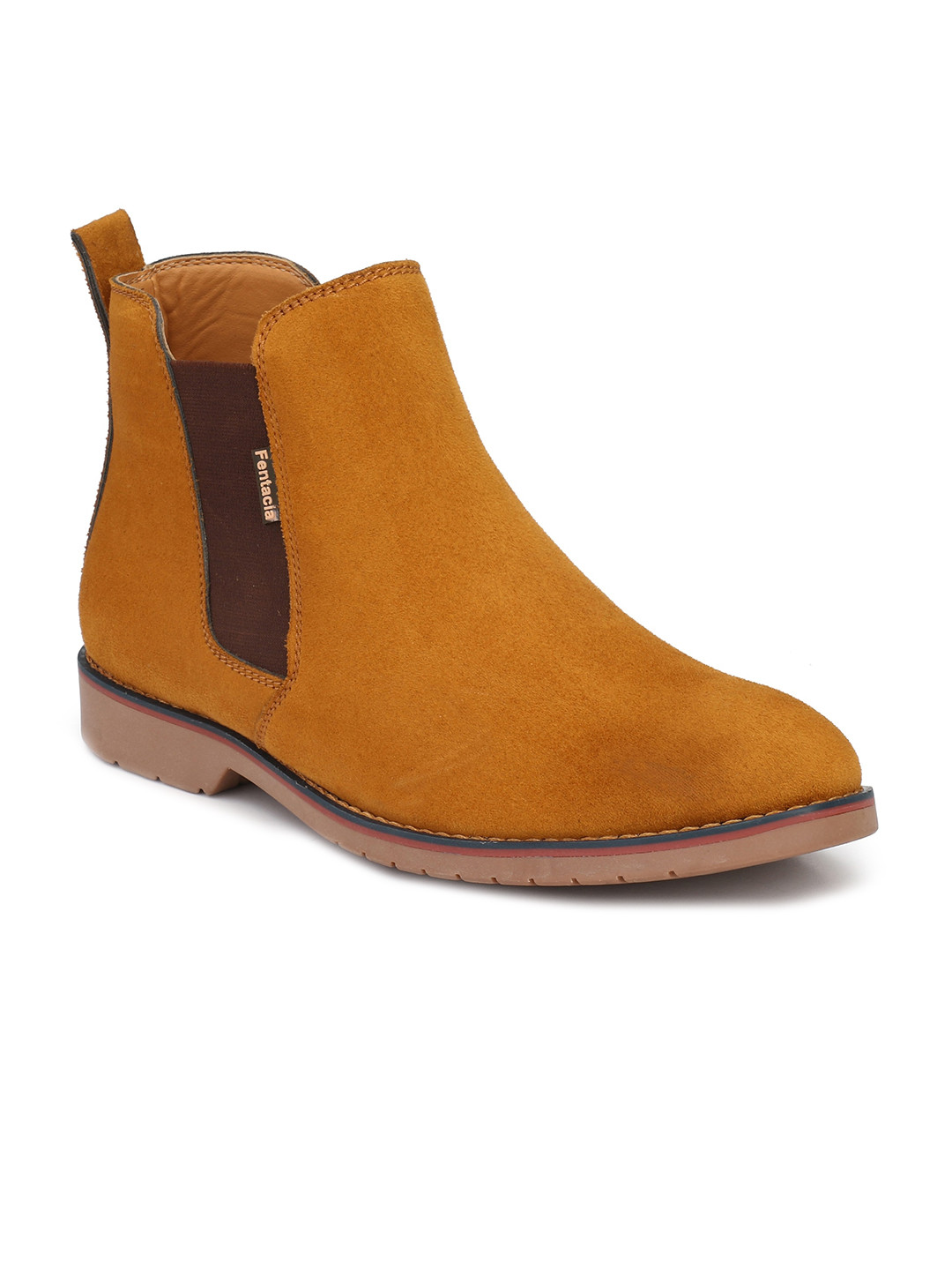 Fentacia Men Tan Solid Chelsea Boots