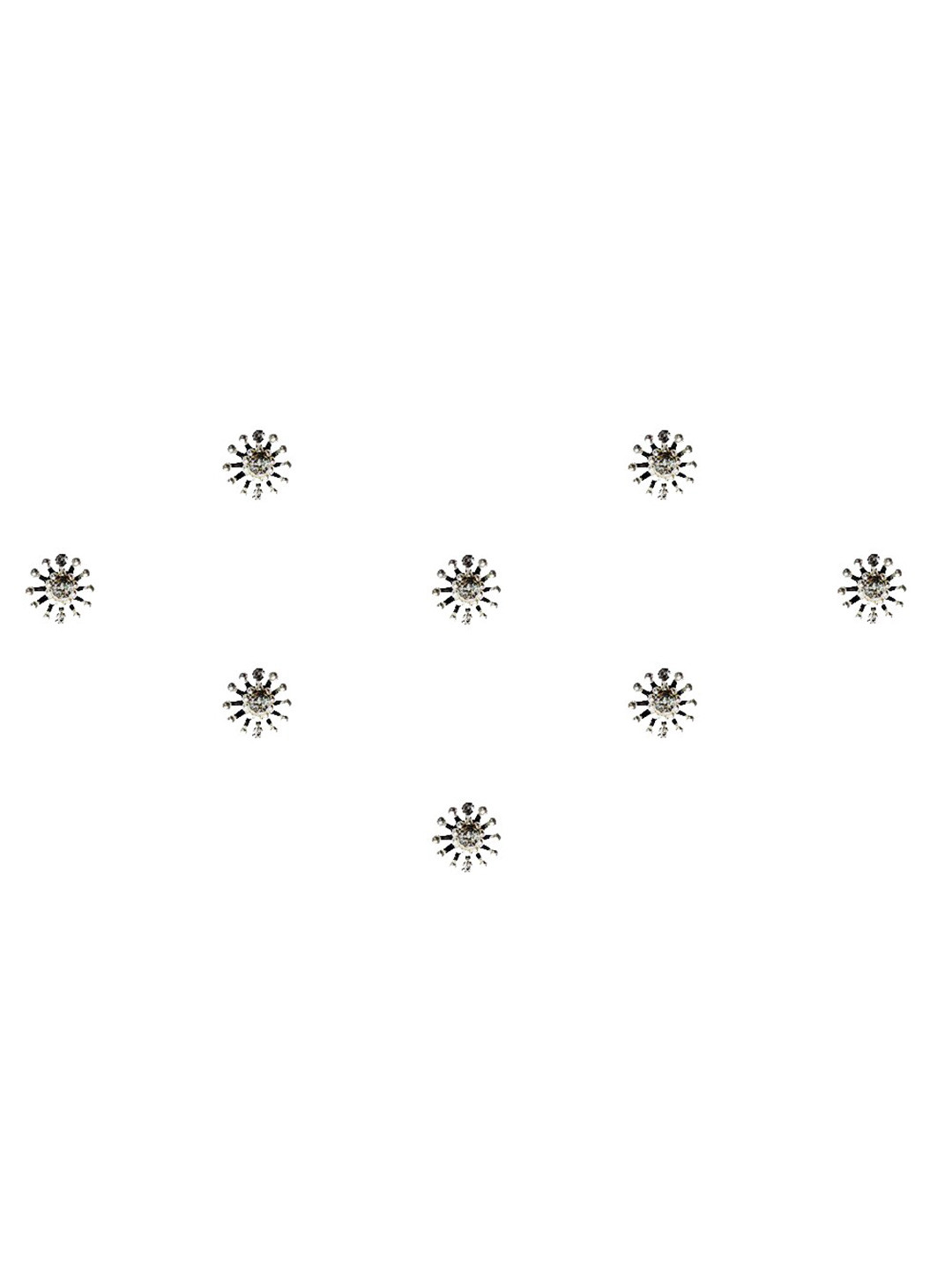 Comet Busters Set of 8 Stone-Studded Designer Bindis - Silver-Toned