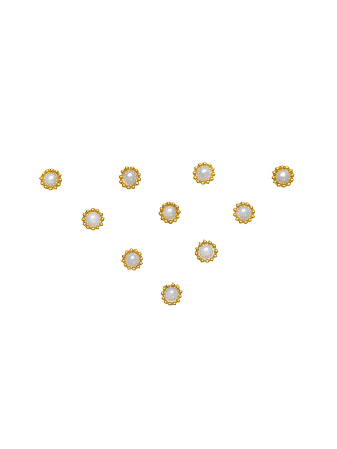 Comet Busters Set of 10 Beaded Designer Bindis - Off-White