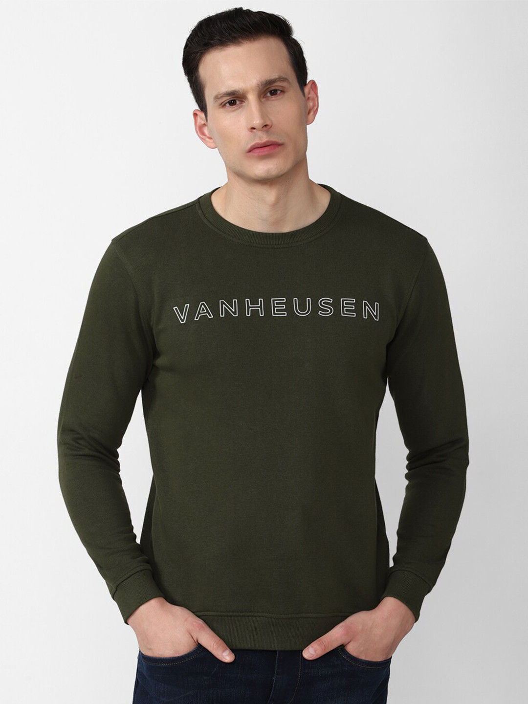 Van Heusen Sport Men Olive Green Sweatshirt