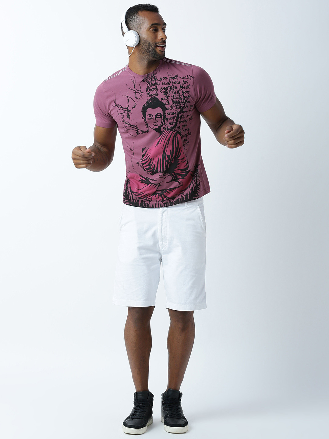 Huetrap Men Mauve Printed T-shirt