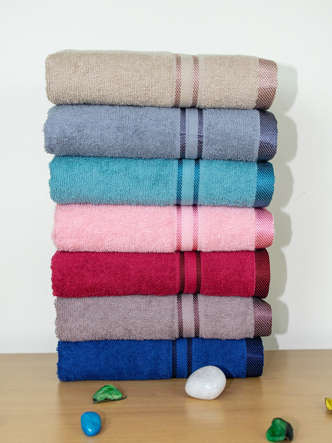 RANGOLI Set Of 7 Solid 400 GSM Cotton Hand Towel Set