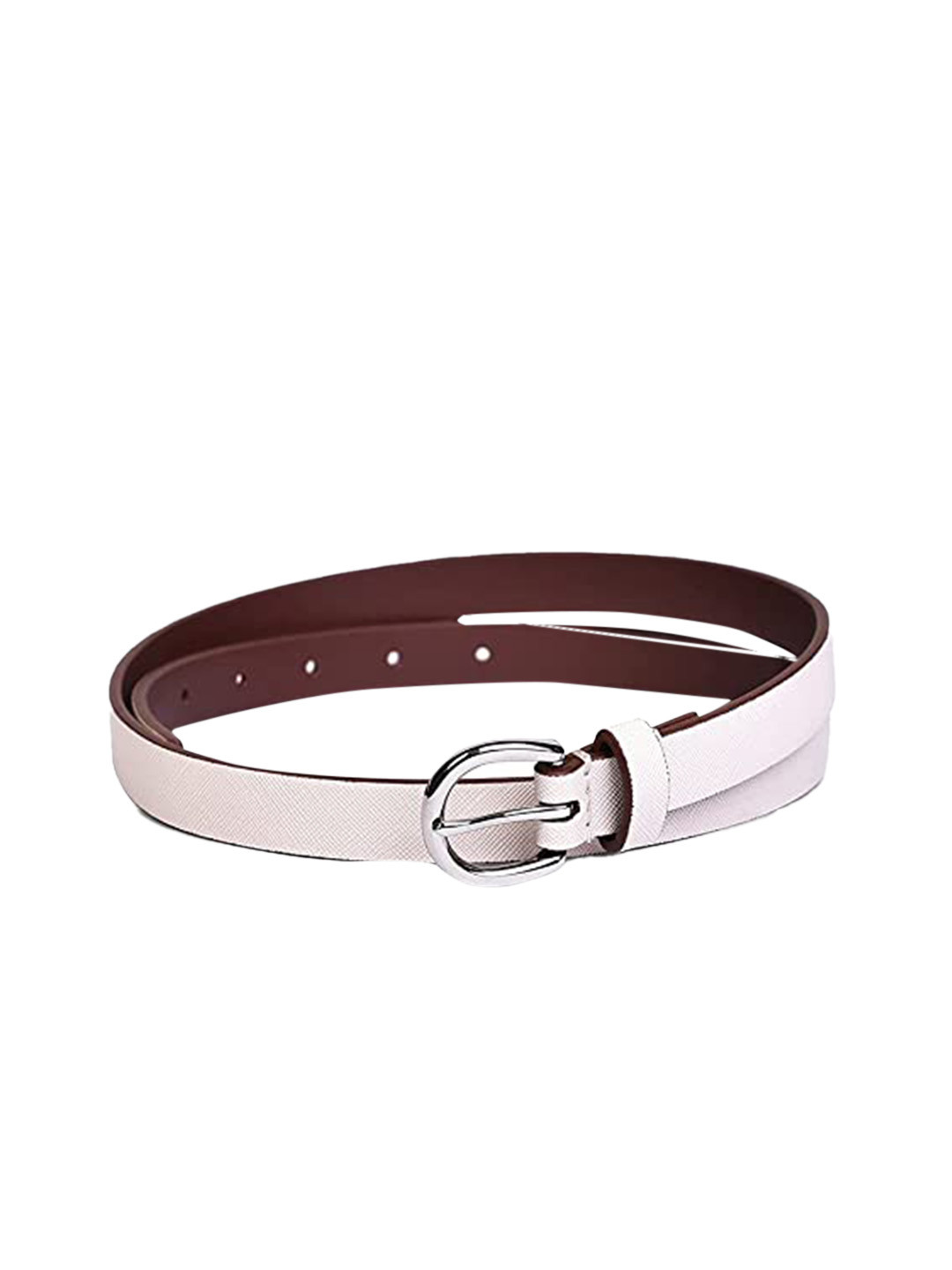 Belwaba Women Cream Textured PU Belt