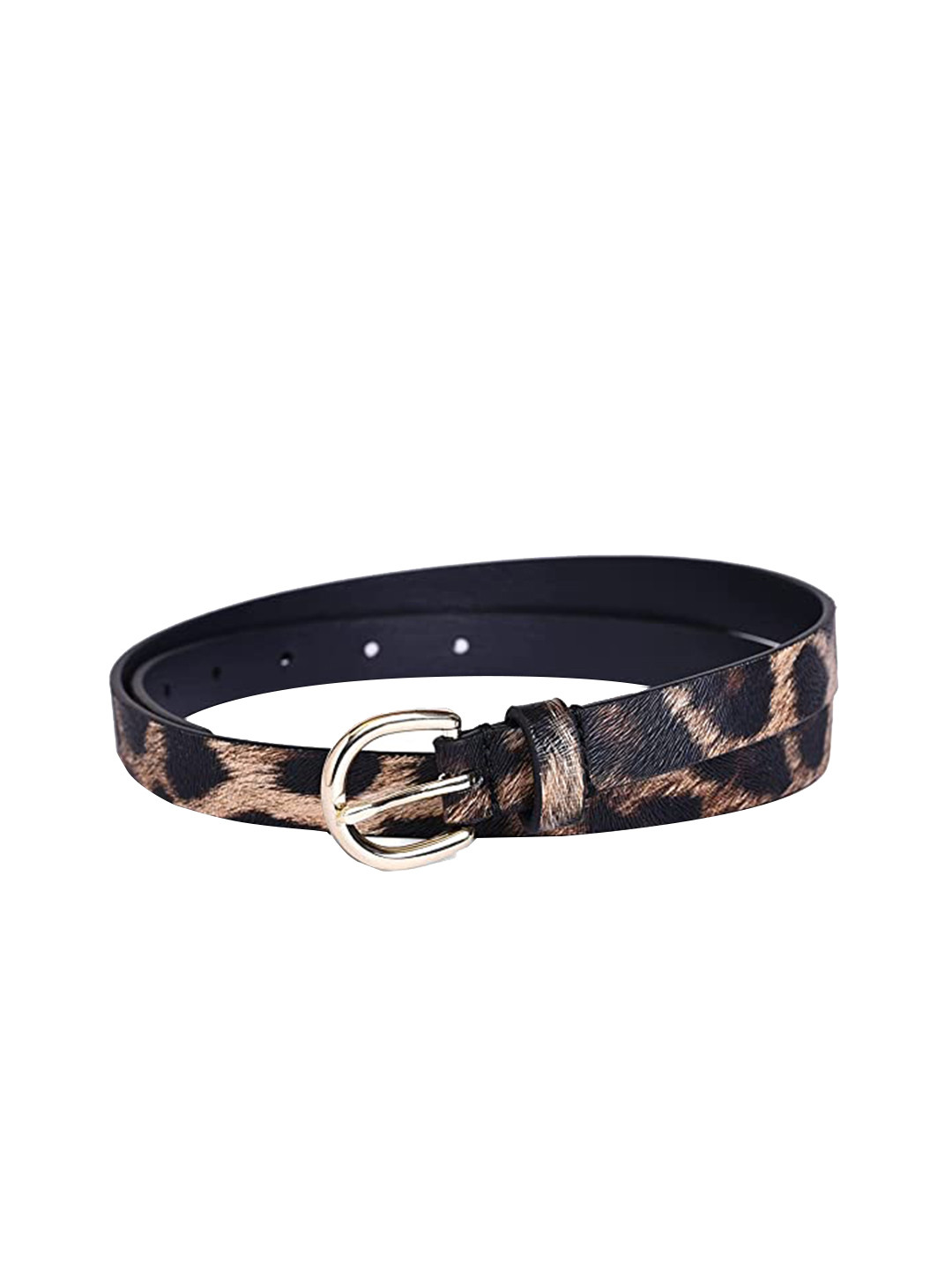 Belwaba Women Black And Beige Animal Skin Print Belt