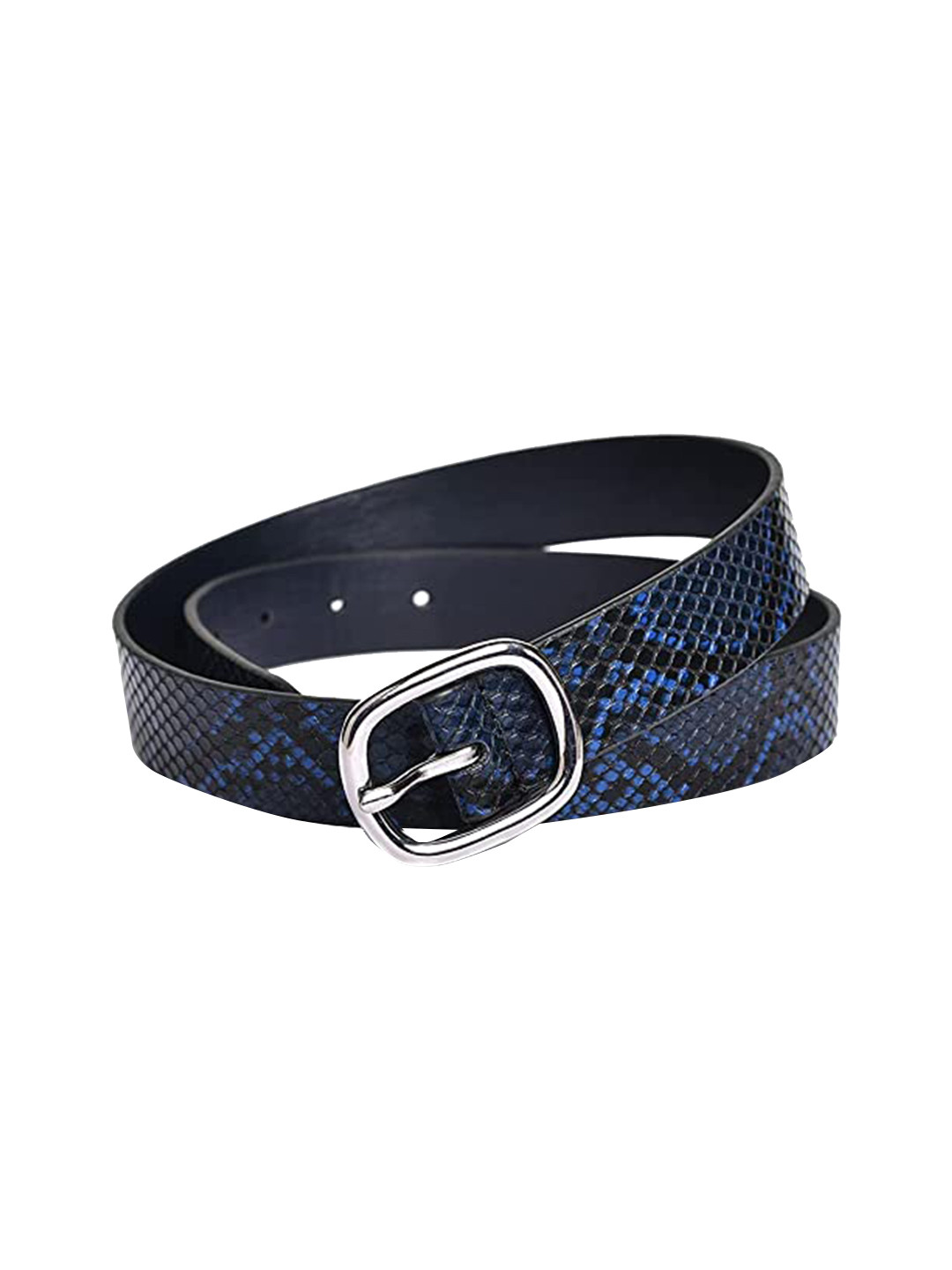 Belwaba Women Navy Blue Animal Skin Print Belt