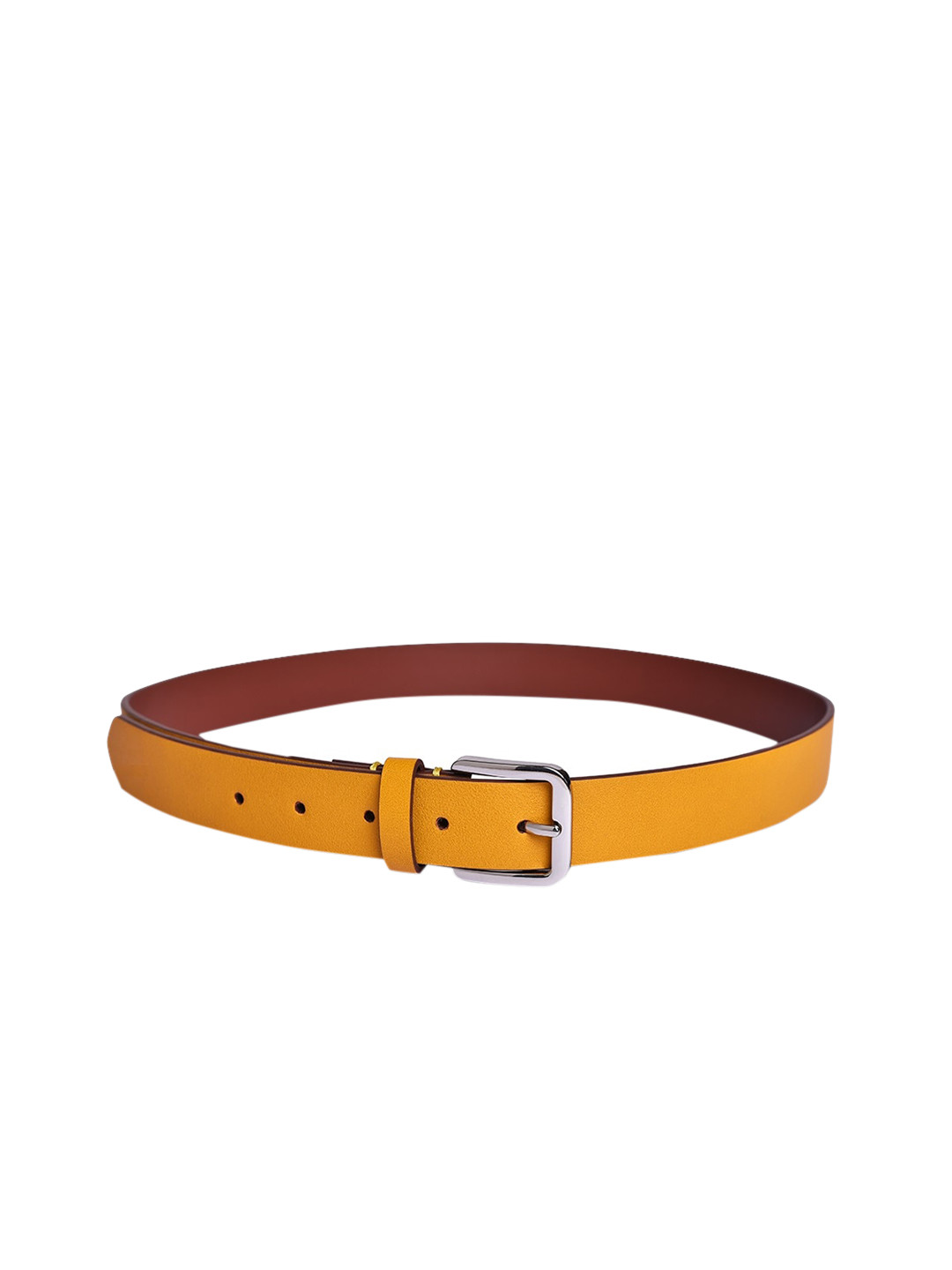 Belwaba Women Yellow Textured PU Formal Belt