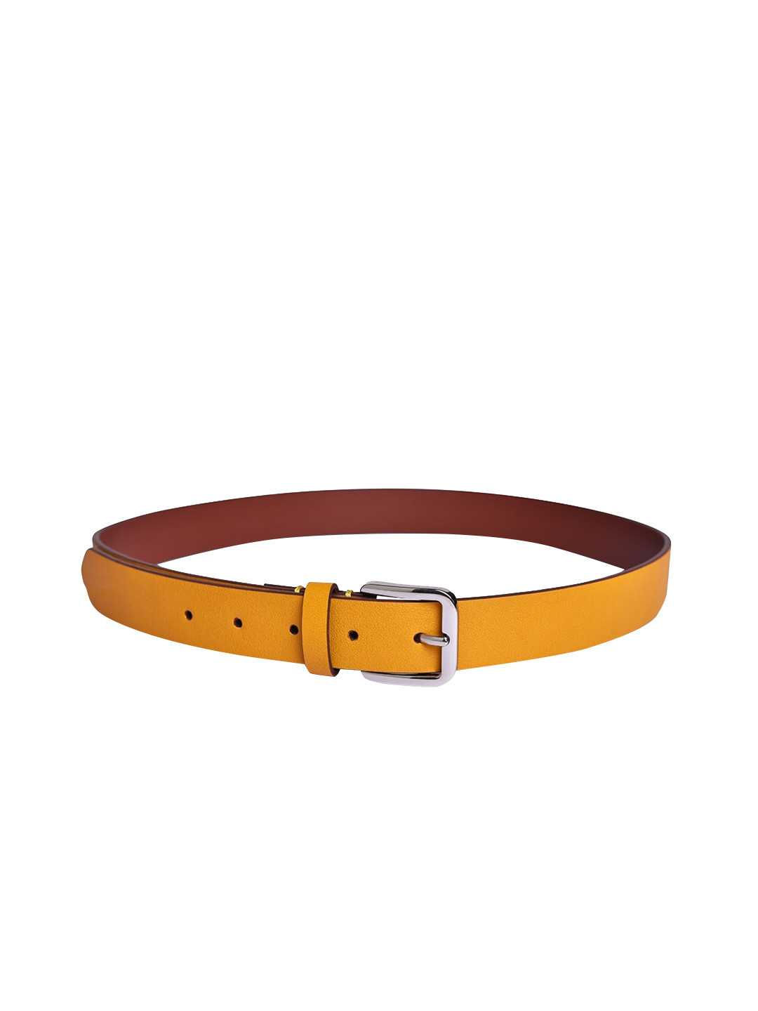 Belwaba Women Yellow Textured PU Belt