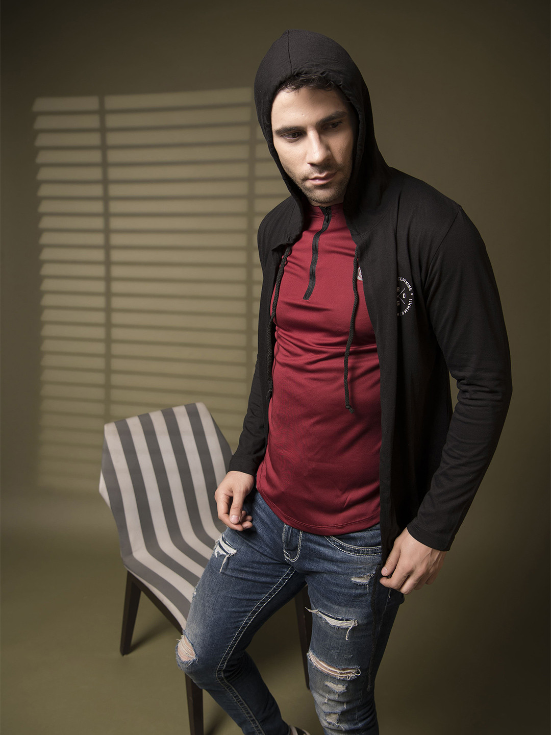 Rigo Cotton Open Front Hooded Shrug
