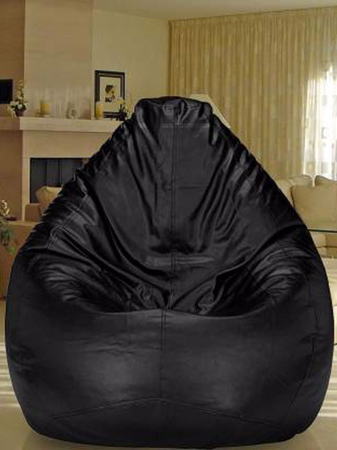 SHIRA 24 Black Solid Teardrop Bean Bag Cover