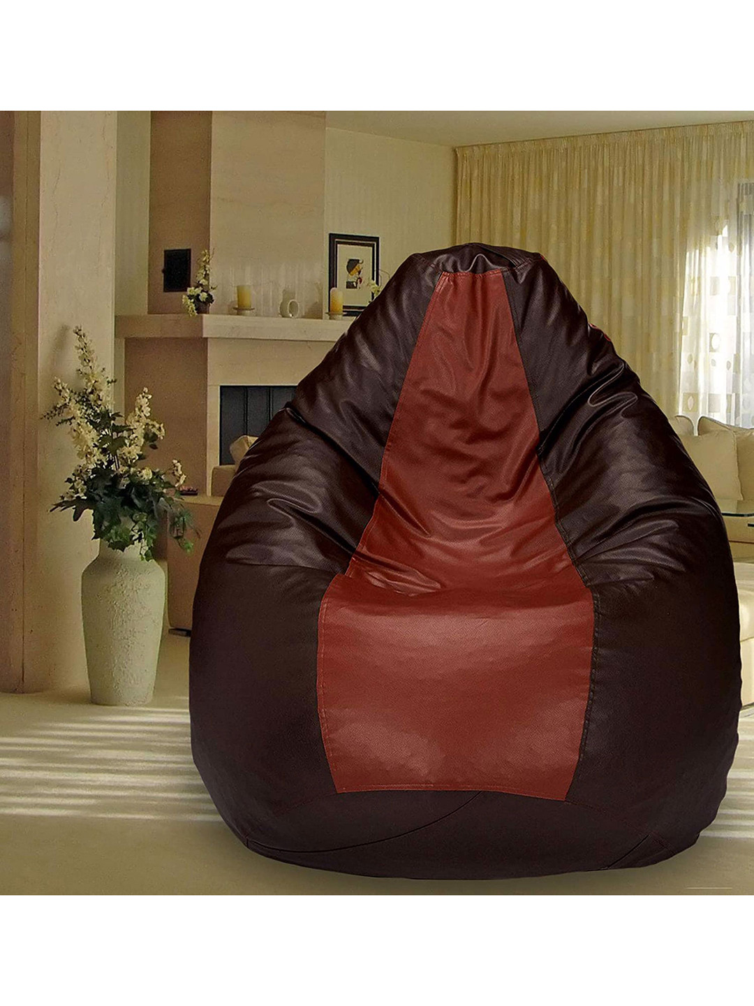 SHIRA 24 Tan & Brown Colourblocked Bean Bag Cover