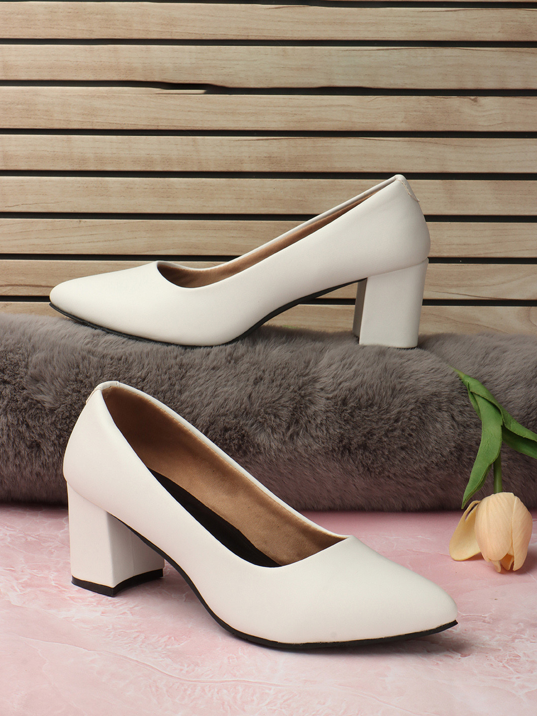 Denill White Solid Peep Toes