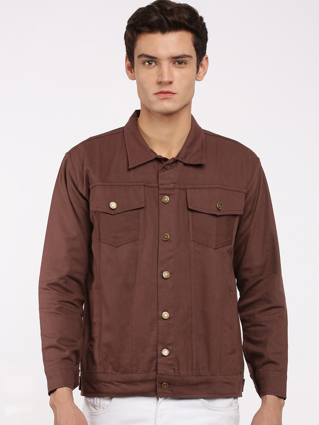 VOXATI Men Brown Denim Jacket