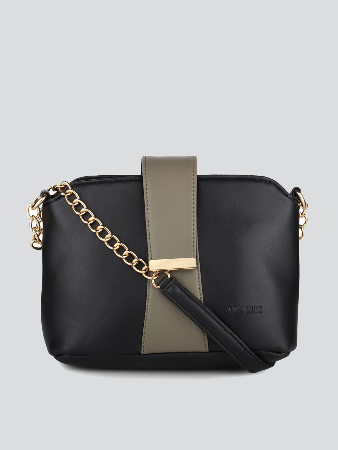 AMYENCE Black Structured Sling Bag