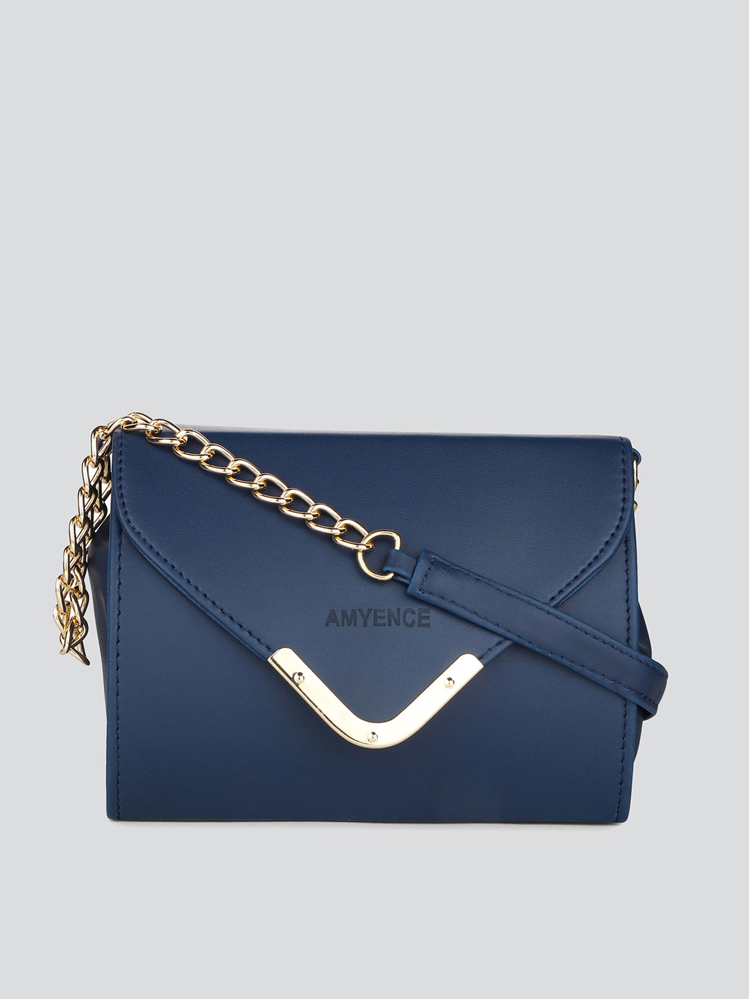 AMYENCE Black Colourblocked Structured Sling Bag