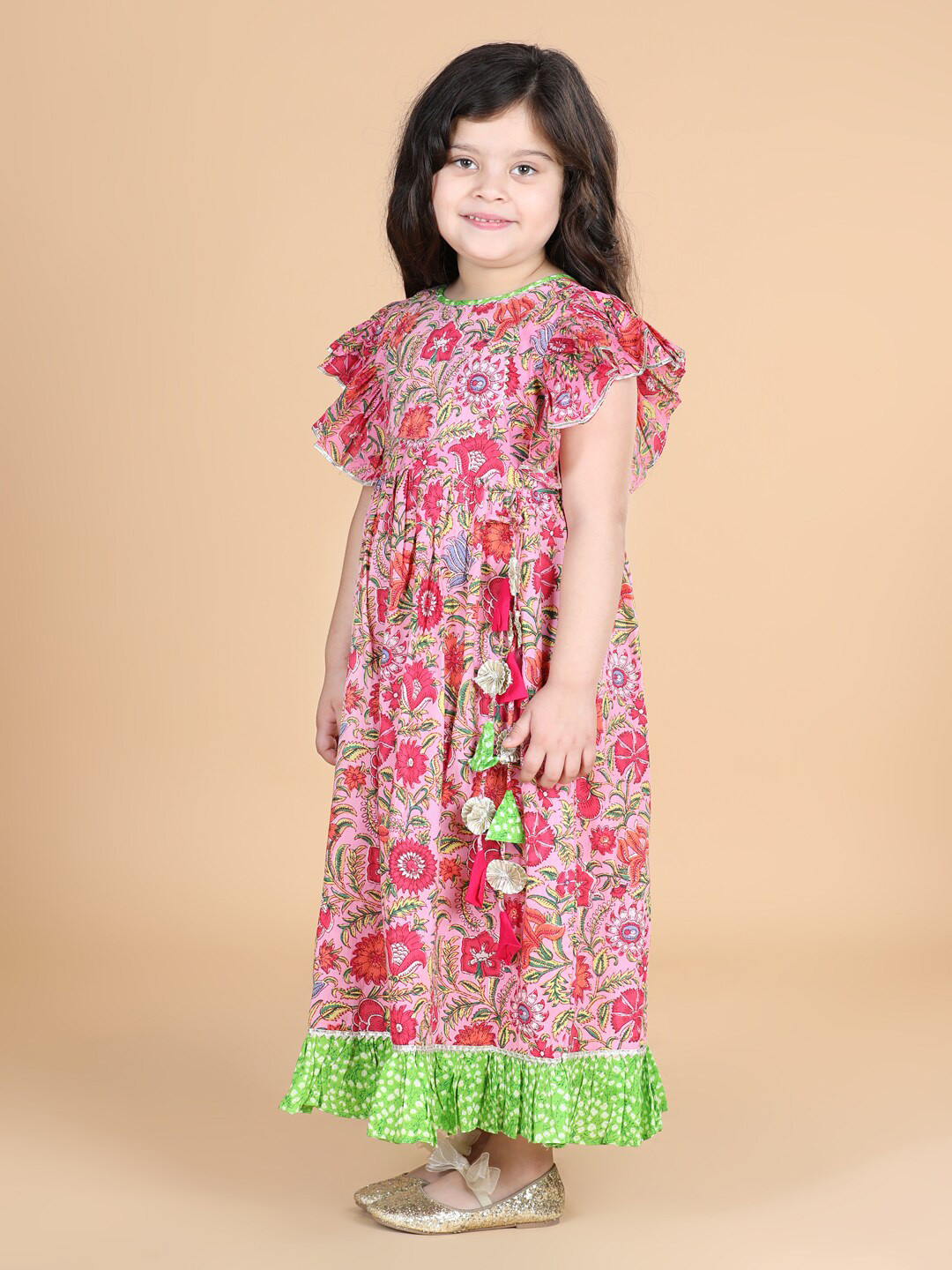 LIL PITAARA Pink Floral Midi Dress