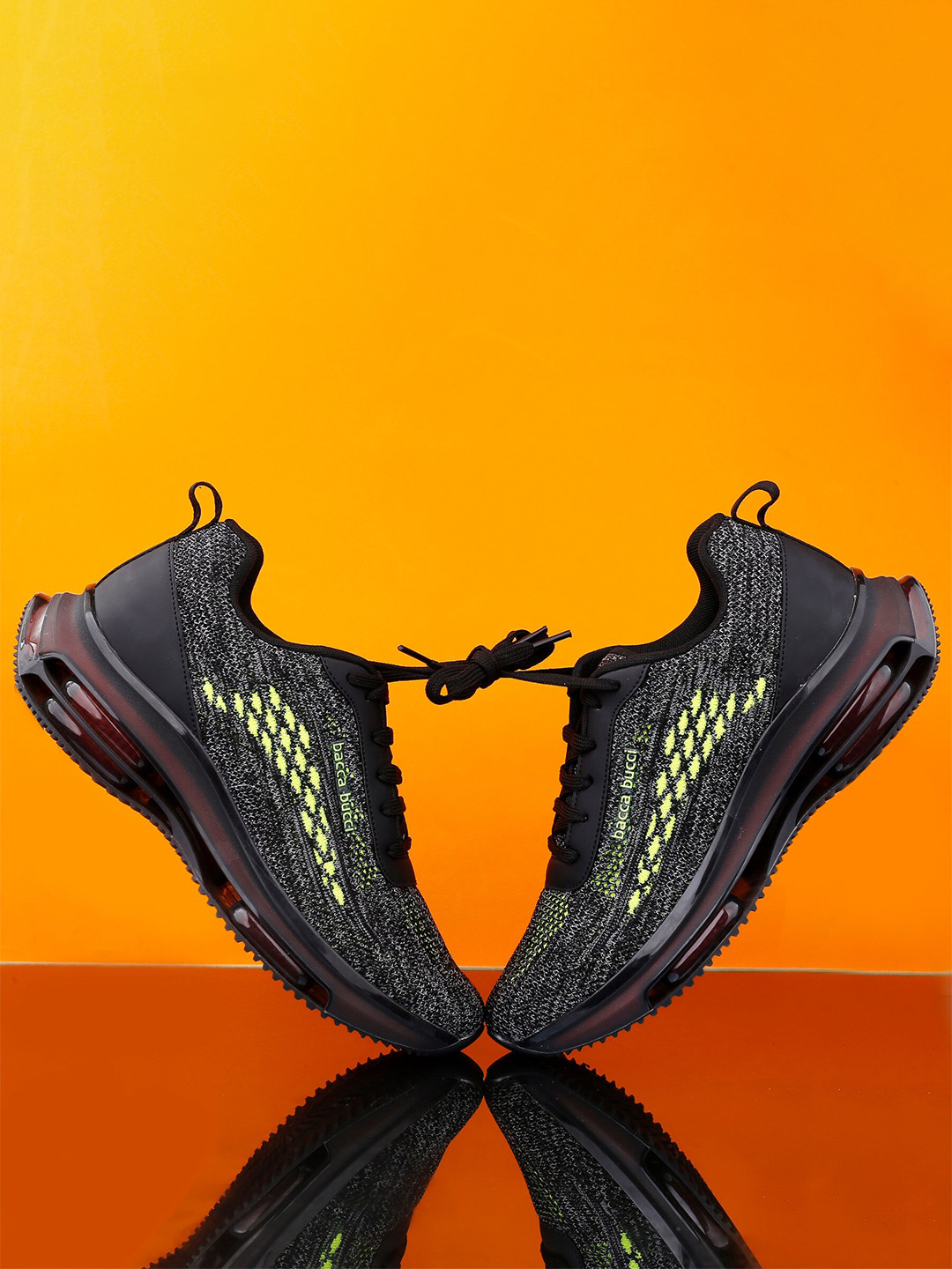 bacca bucci Men Olive Green Mesh Running Non-Marking Shoes