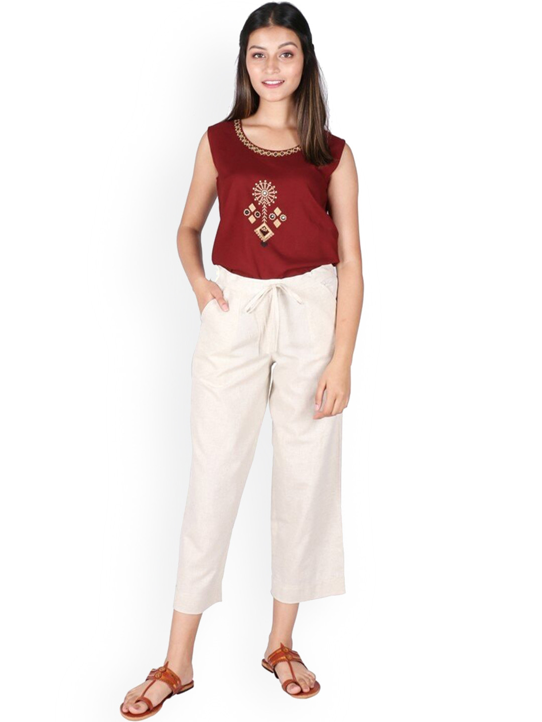 SUTI Women White Cotton Culottes Trousers
