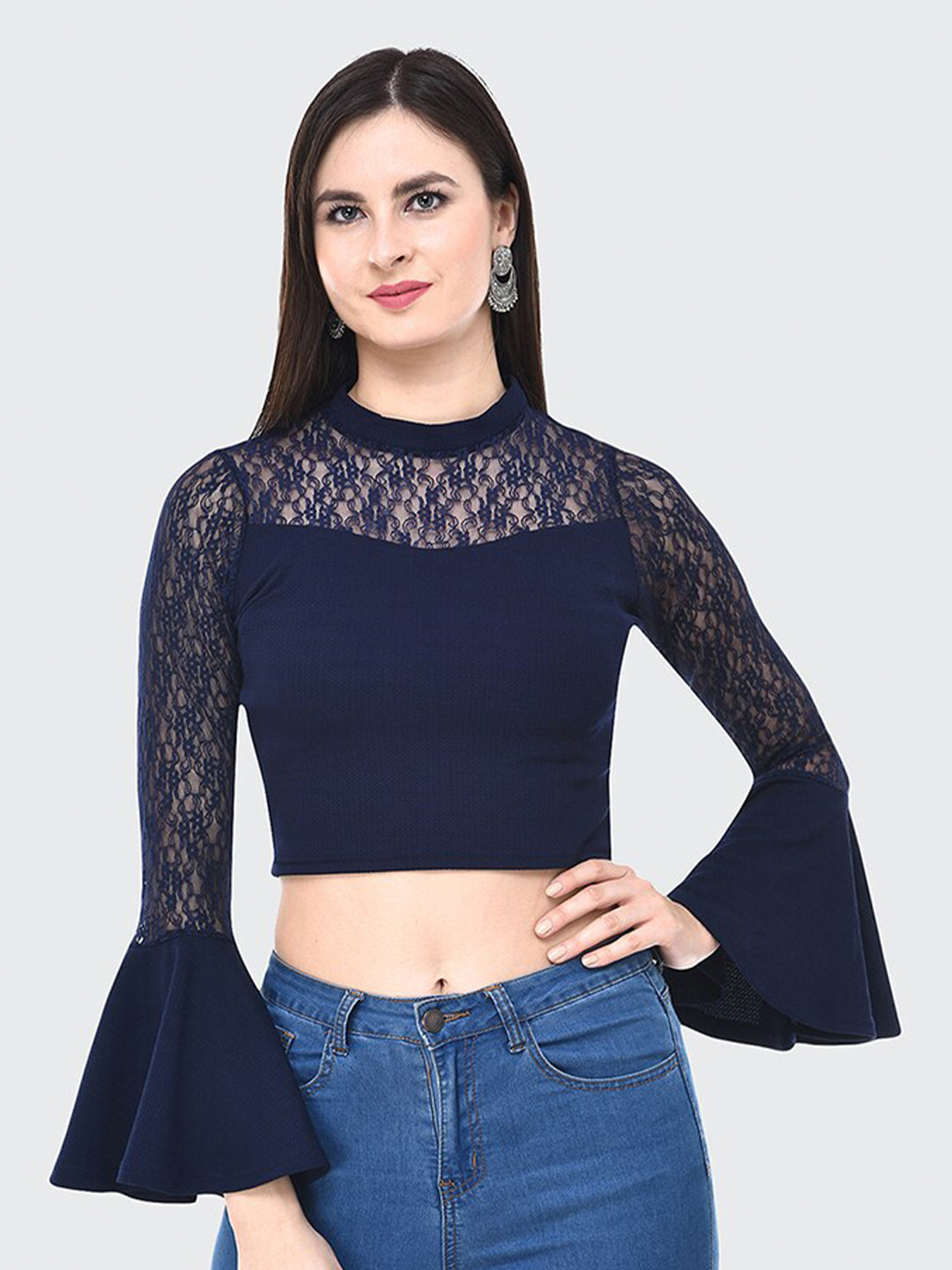 BUY NEW TREND Women Laced Crop Top
