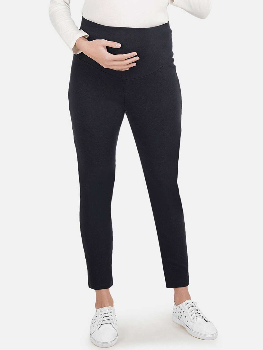 KOI SLEEPWEAR Women Plus Size Black Solid Maternity Tights