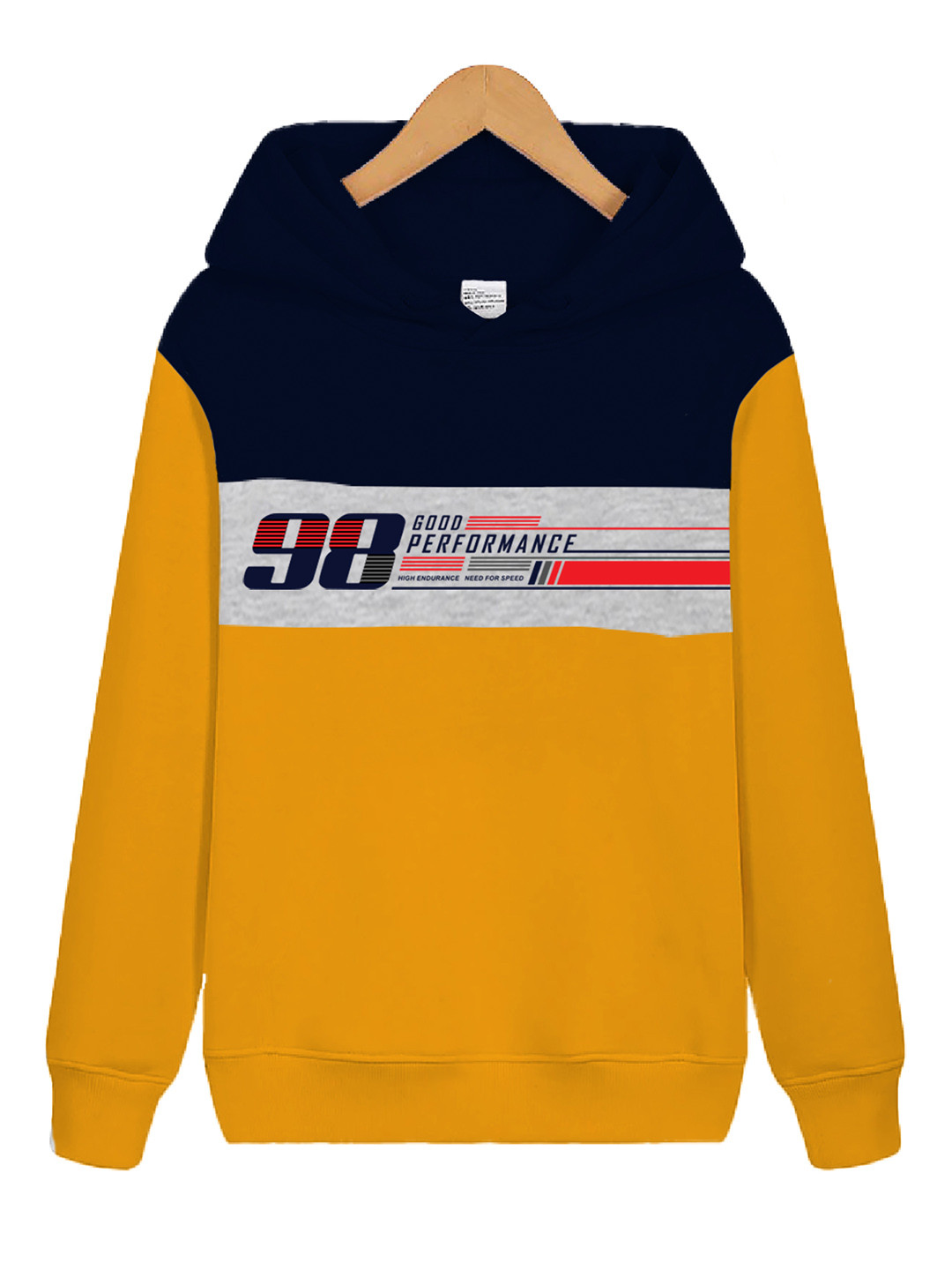 KYDA KIDS Boys Yellow Printed Hooded Cotton Sweatshirt