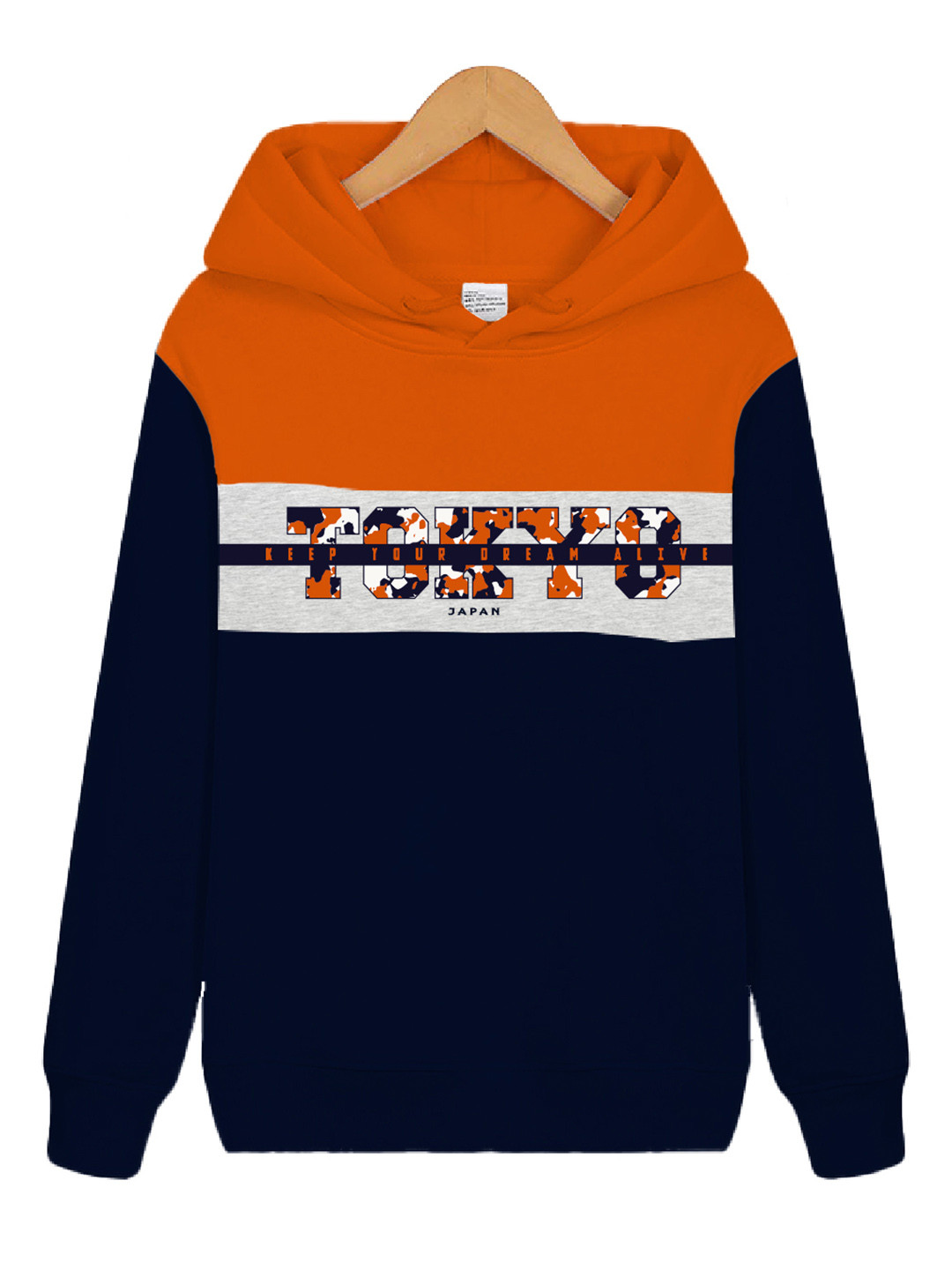 KYDA KIDS Boys Orange Printed Hooded Sweatshirt