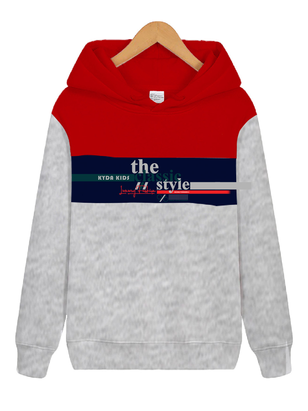 KYDA KIDS Boys Grey Printed Hooded Sweatshirt