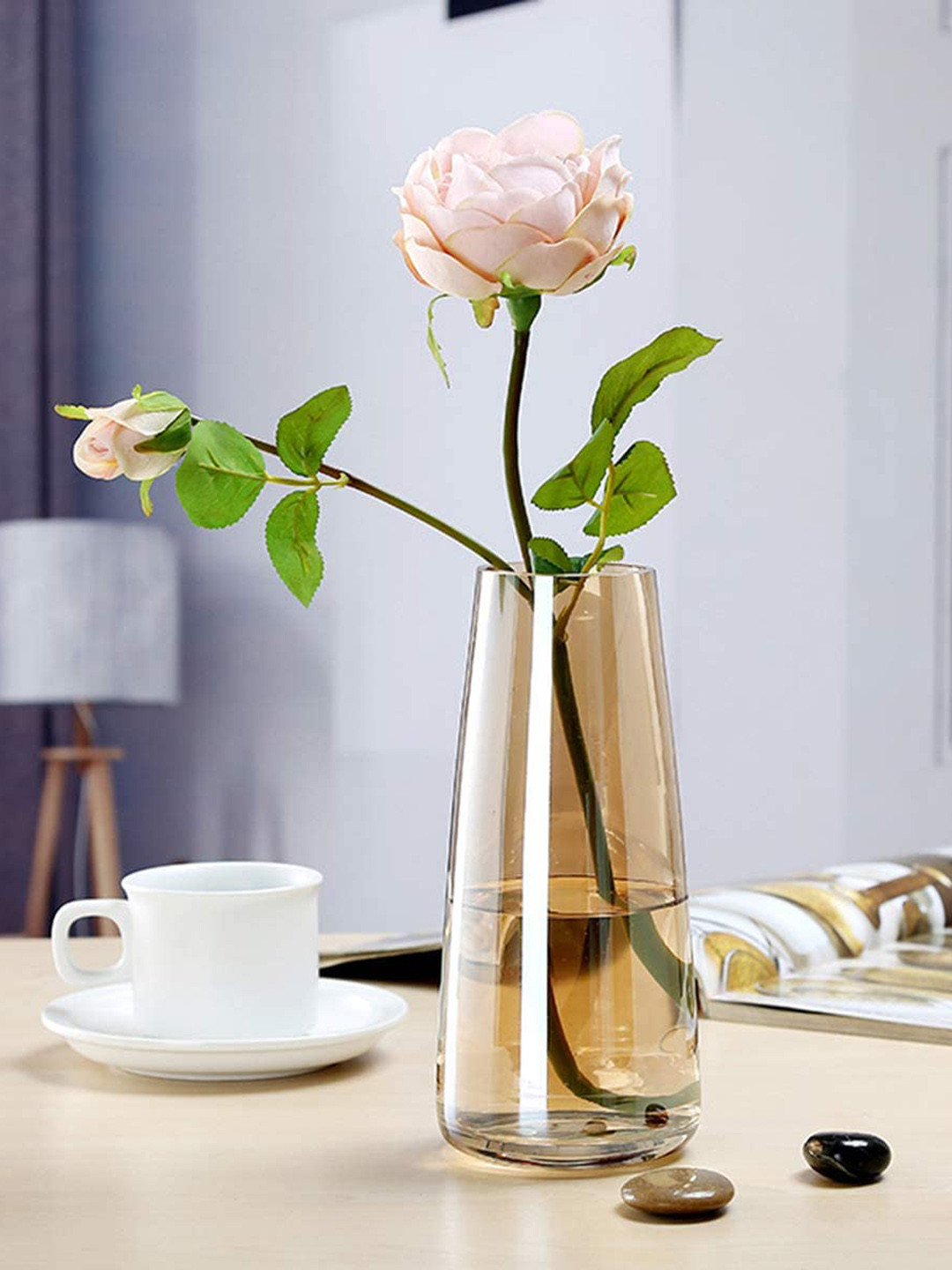 BS AMOR Tan Solid Flower Vase