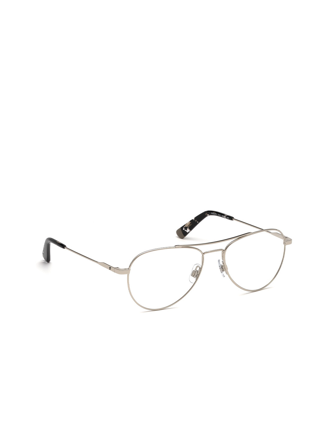 WEB EYEWEAR Unisex Silver-Toned & Black Full Rim Aviator Frames WE5273 56 016