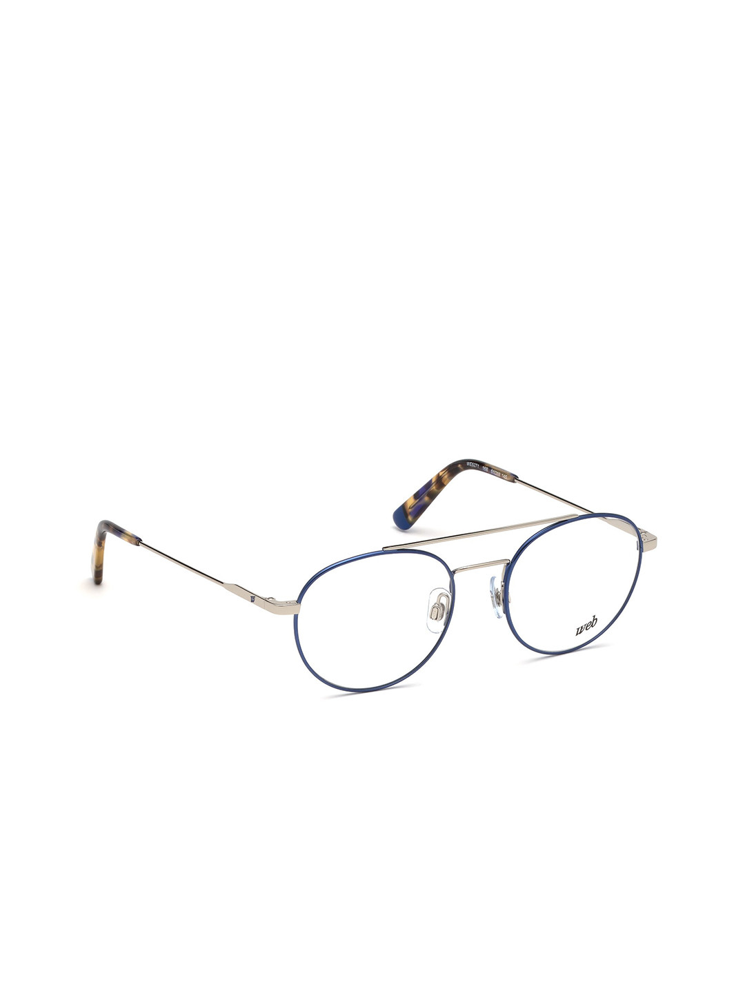 WEB EYEWEAR Men Silver-Toned & Blue Full Rim Aviator Frames WE5271 51 16B
