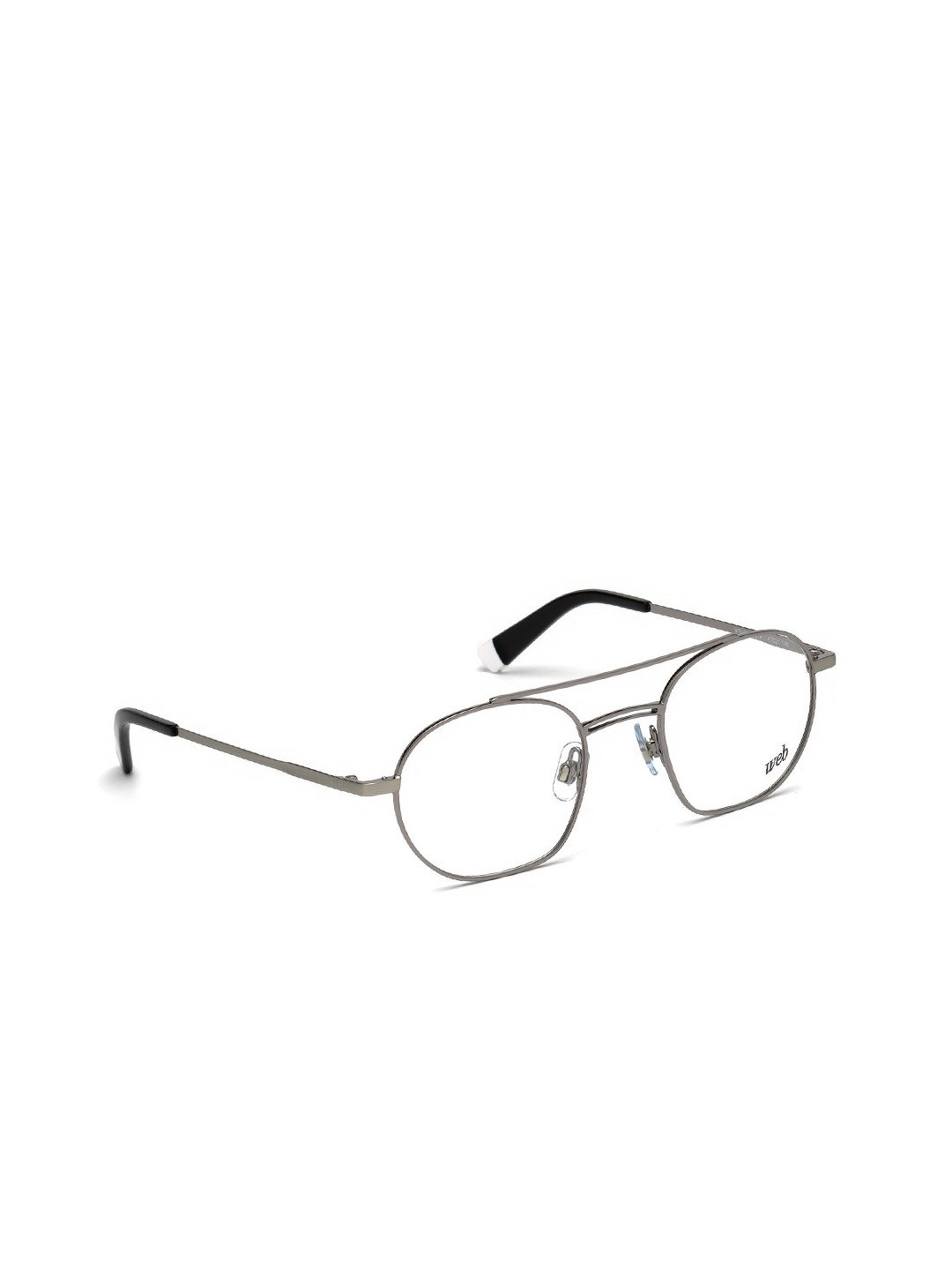 WEB EYEWEAR Men Silver-Toned & Black Full Rim Aviator Frames WE5248 49 014