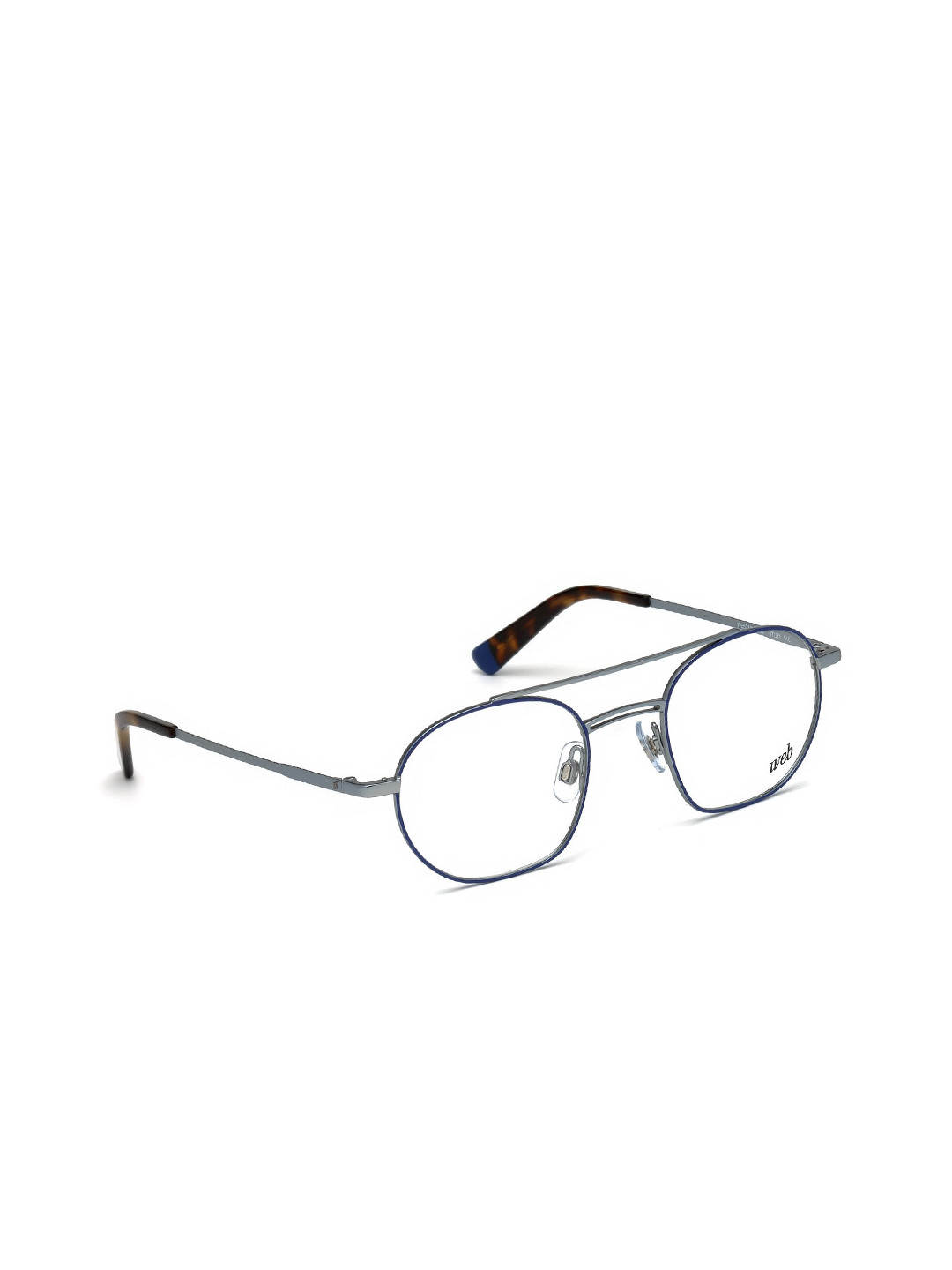 WEB EYEWEAR Men Blue & Silver-Toned Full Rim Aviator Frames WE5248 49 085
