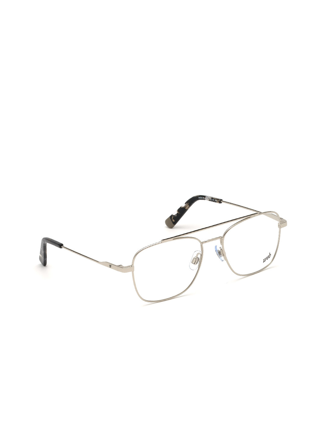 WEB EYEWEAR Men Silver-Toned & Black Full Rim Aviator Frames WE5276 52 016